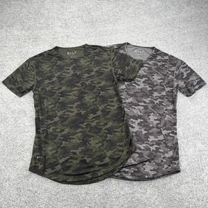 Bylt Shirt Mens Small Gray Green Camo Drop Cut Short Sleeve Performance Set Of 2